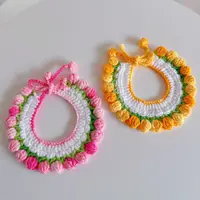 Pet Floral Edge Knitted Bib Collar Cute Adjustable Kitten Dog Cat Decoration Handmade Scarf Necklace Pet Supplies Pet Accessorie 1