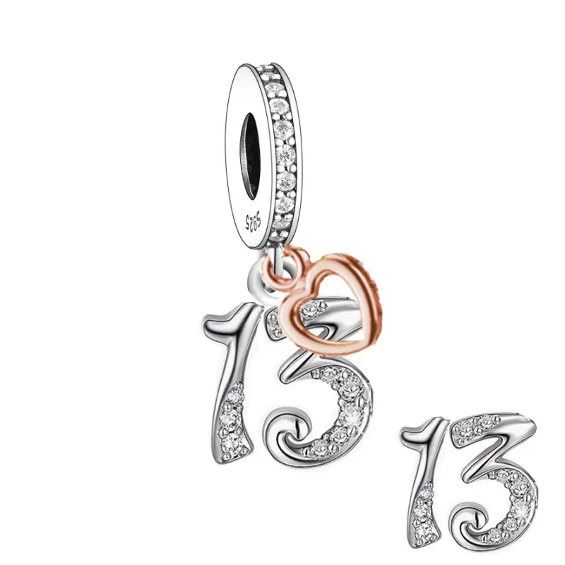 FC Jewelry Fit Original Charm Bracelet 925 Silver 13 16 18 21 30 40 50 70 80 Number Anniversary Bead For Making Women Berloque 2