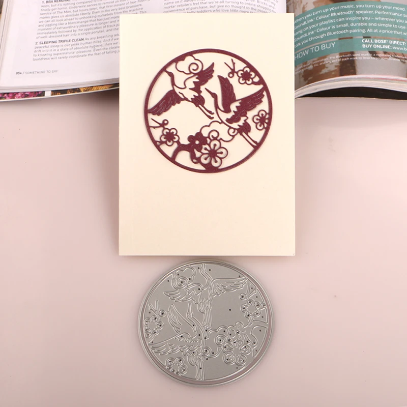 DUOFEN METAL CUTTING DIES Chinese Japanese Korea Happy New Year 2024 flying crane birds stencil DIY Scrapbook Paper Album 3