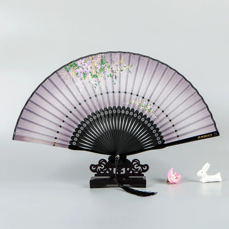

Siyitang Chinese Style Hangzhou Classical Female Fan Japanese Style Ancientry Creative Folding Fan Two Segments Silk