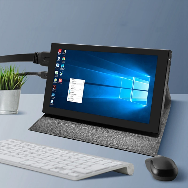 7 Inch Monitor Computer Monitor 1024X600 IPS Capacitive LCD With Fixed Holster For Raspberry Pi 4B, 3B+/3B/Zero W