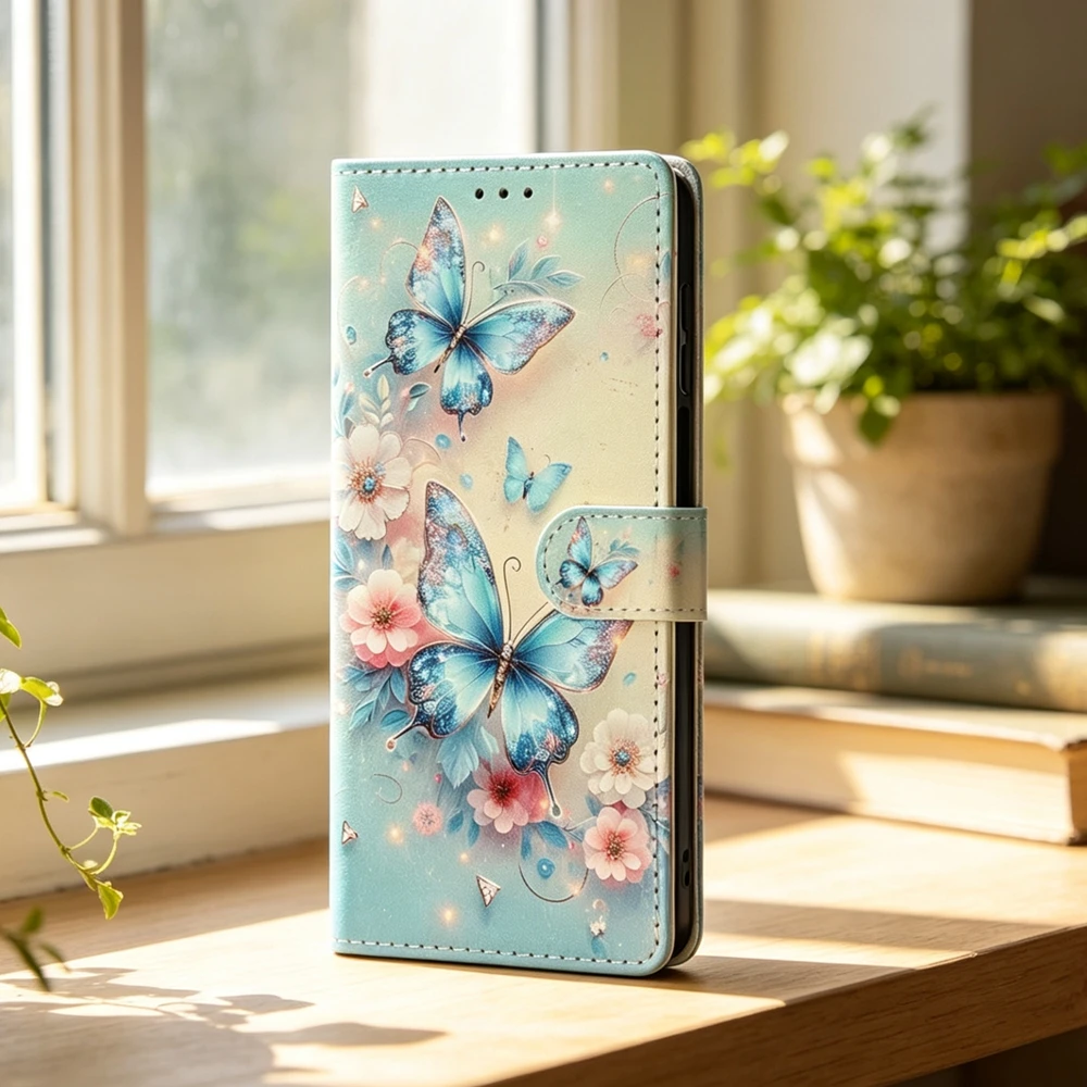 3D Butterfly Leather Flip Phone Case - Elegant Design with Enhanced Protection