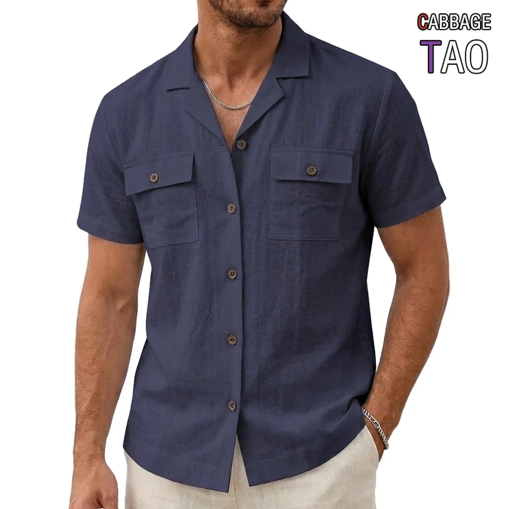 Short Sleeve Cotton Button Down Shirt - Premium Retro Hawaiian Resort-Ready Tee 2