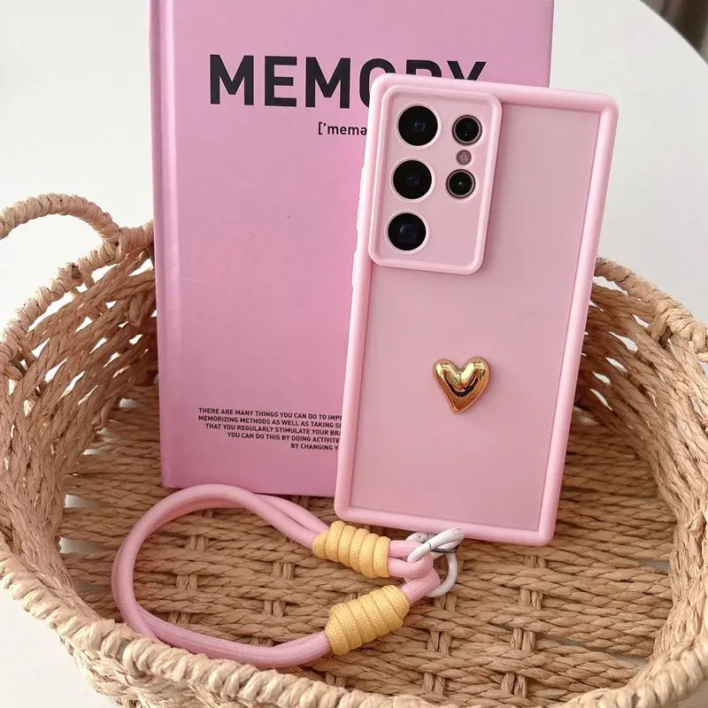 3D Heart Soft Lanyard Phone Case Cover