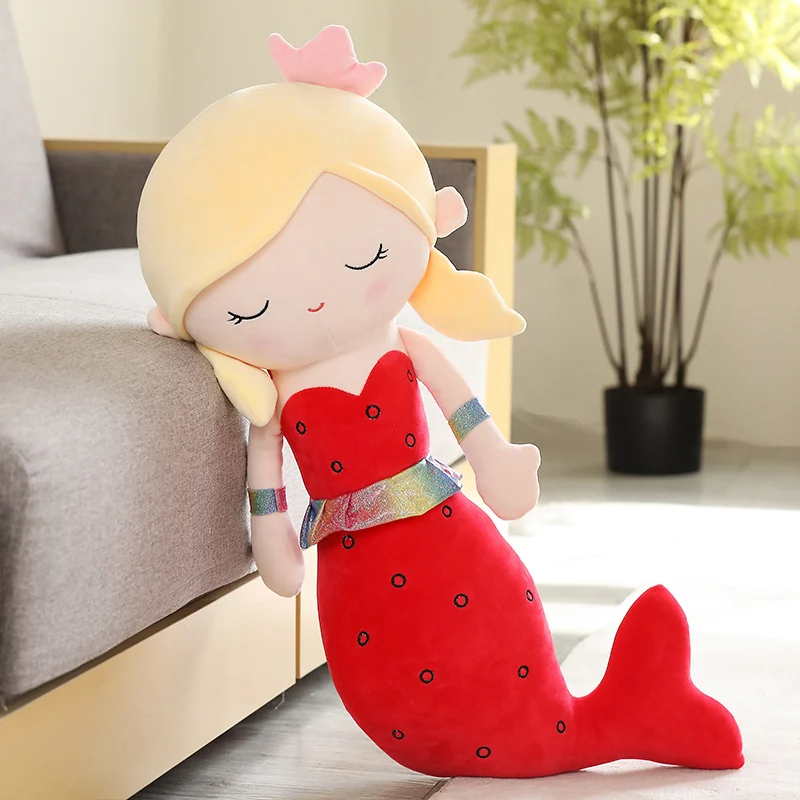 thumbnail image 1 of Peluche de algodón relleno de sirena grande de alta calidad para niñas, muñeca de trapo de princesa, almohada de vida marina, cojín, regalo para niños, 1 of 5