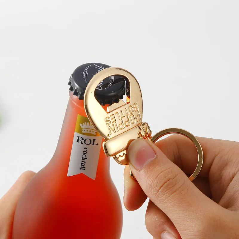 Zinc Alloy Beer Bottle Opener Keychain for Parties