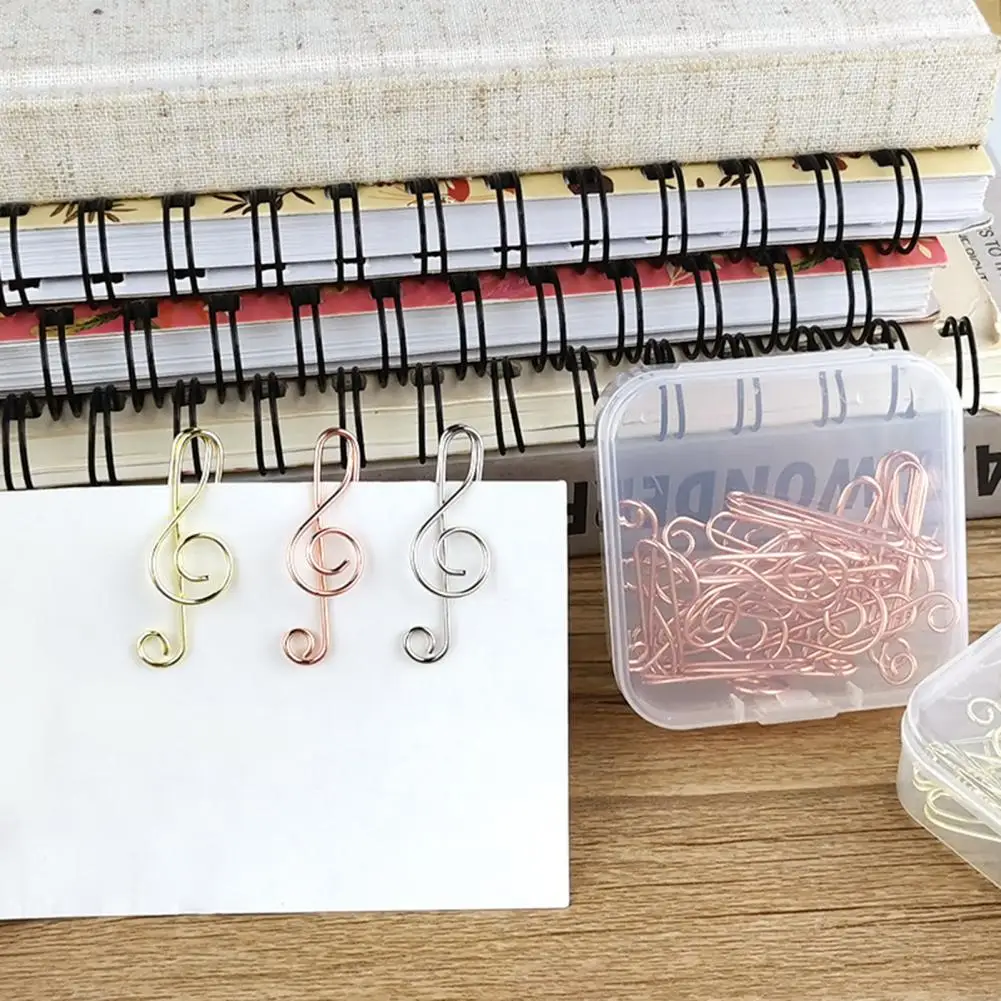 Paper Clips Aesthetic Colorful Smooth Music Symbol Shape File Clamp Paper Clip Bookmark Holder Ticket Pins 10Pcs/Set