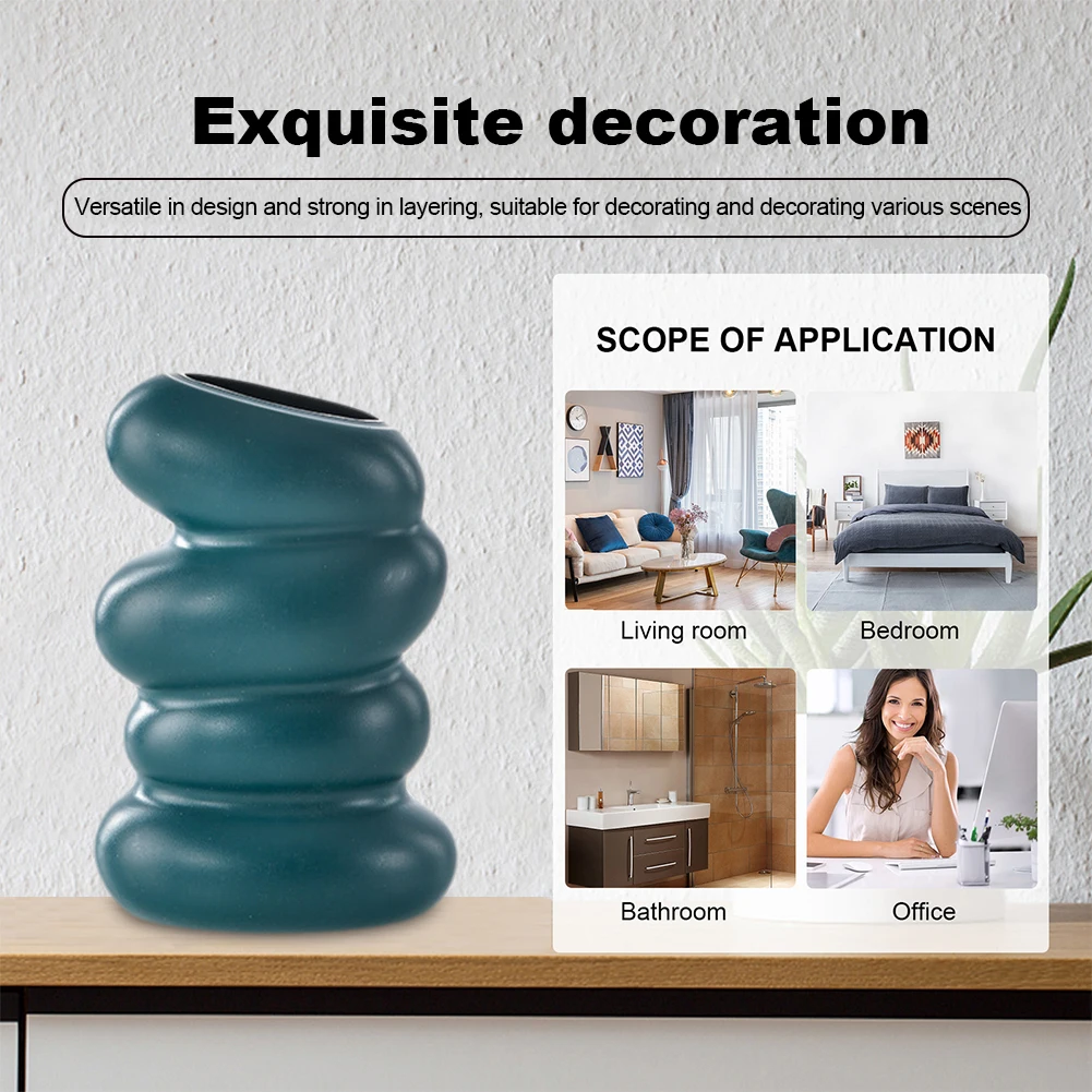 Nordic Spiral Flower Pot Plastic Spiral Vase Aesthetic Simple Desktop Vase Wavy Lines Minimalist for Desktop Office Ornament 5