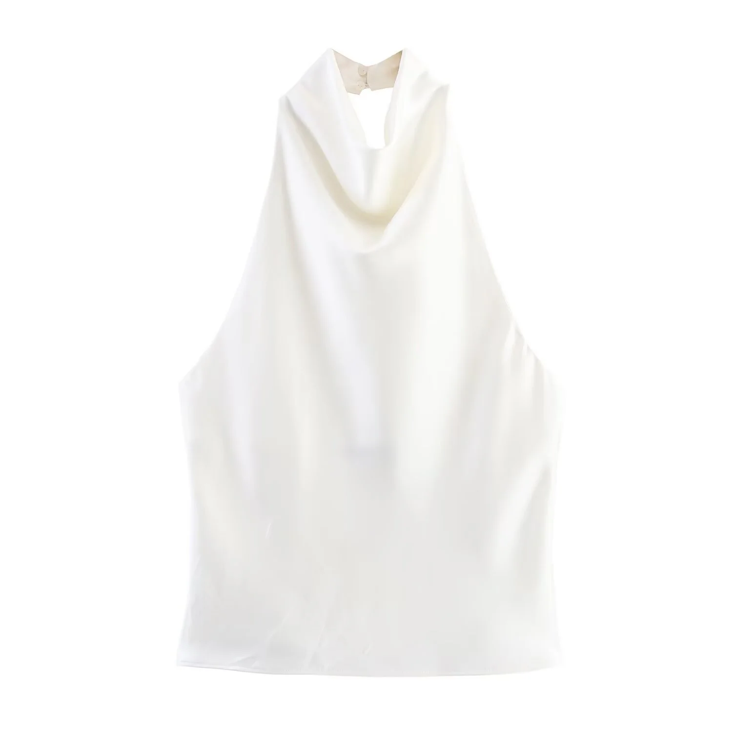 Women's Satin Halter Neck Top Female Fashion Sexy Backless Black White Purple Pink Camisole Vest Lady High Street Chic Sling Top