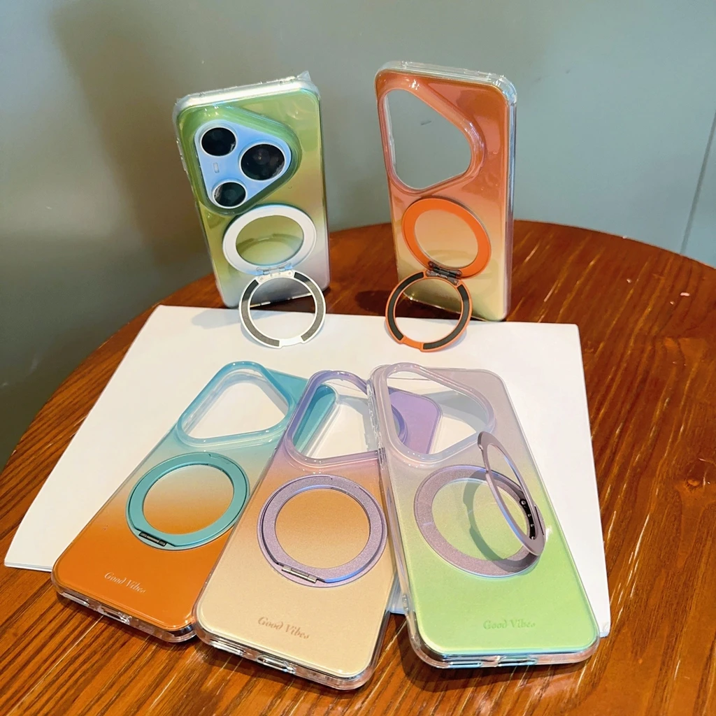 Summer Dopamine Gradient Transparent Border 360° Rotating Stand Phone Case