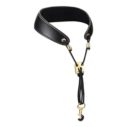 Professional Leather Padded Saxophone Neck Strap Harness (Black)