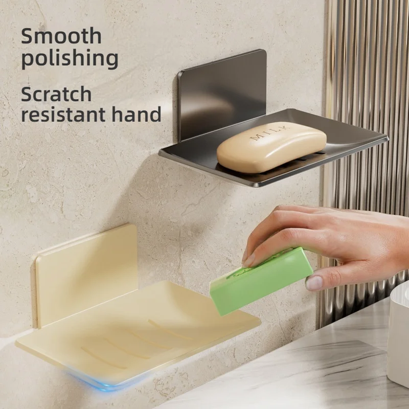 1PC Carbon Steel No Punching Required Soap Rack Household Bathroom Wall Mounted Filterable Water Soap Storage Rack