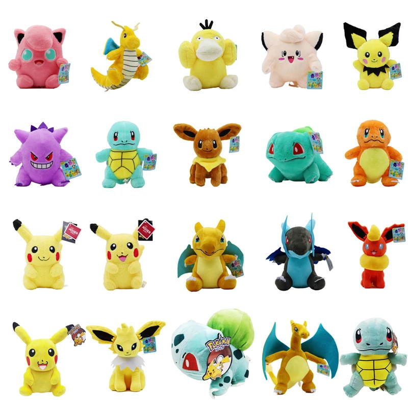 

20cm TAKARA TOMY Pokemon Pikachu Dragonite Eevee Charizard Gengar Pichu Plush Toys Soft Stuffed Toy Doll Gifts for Children Kids