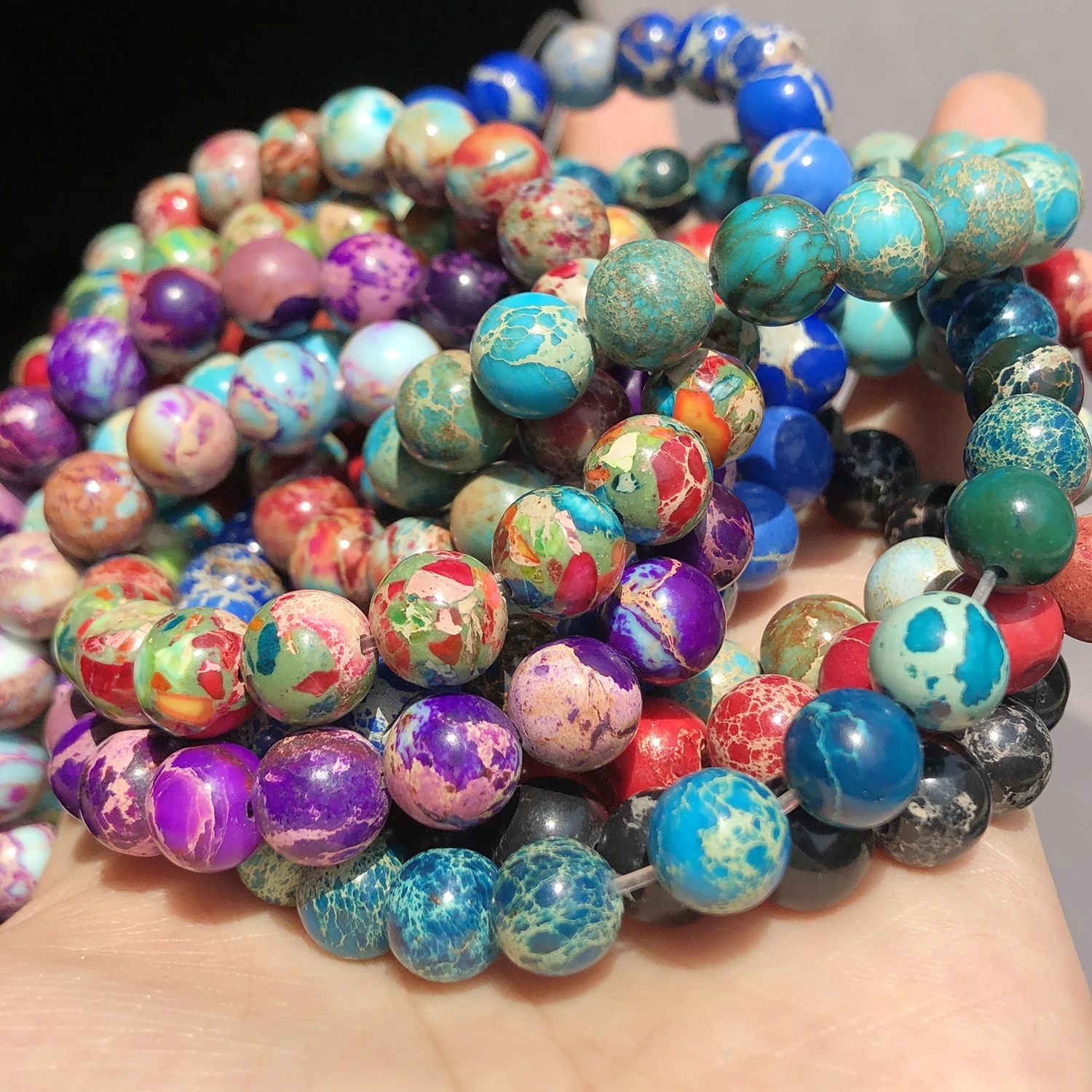 Perles Rondes Colorées De 4 Mm En Jaspe Empereur Naturel Pour La