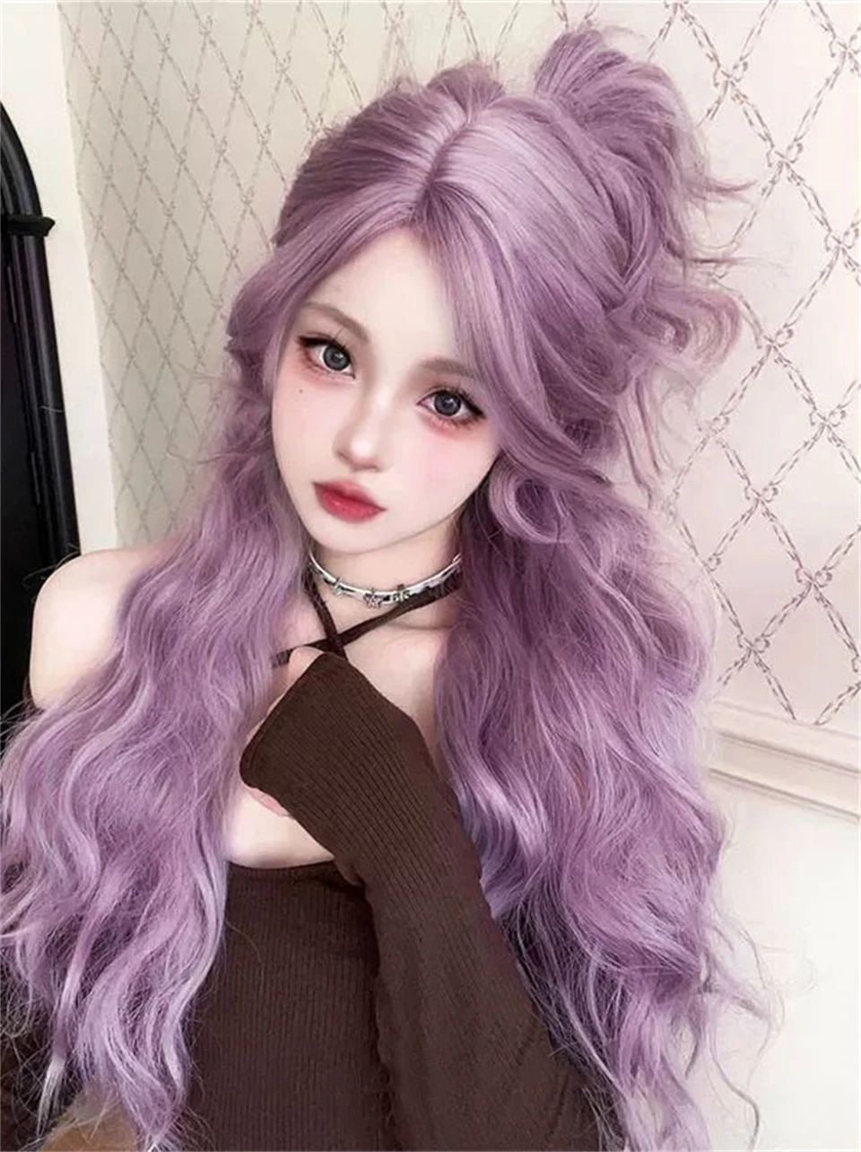 Purple Synthetic Curly Wig for Women 30 Inch