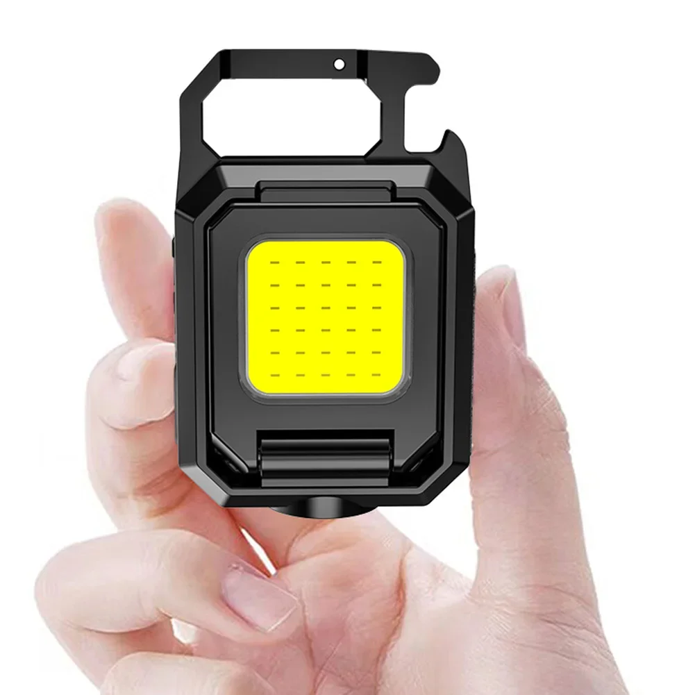XPE 포켓 작업등, COB LED 미니 키체인 조명, 800mAh, C타입 USB 충전식 IPX4 방수 휴대용 야외 도구, 1000LM