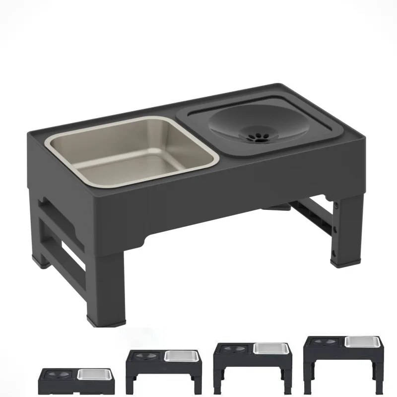 

2-in-1 Elevated Dog Bowls 4 Height Adjustable Raised Dog Bowls with No Spill Dog Water Bowl and Stainless Steel Dog Food Bowl