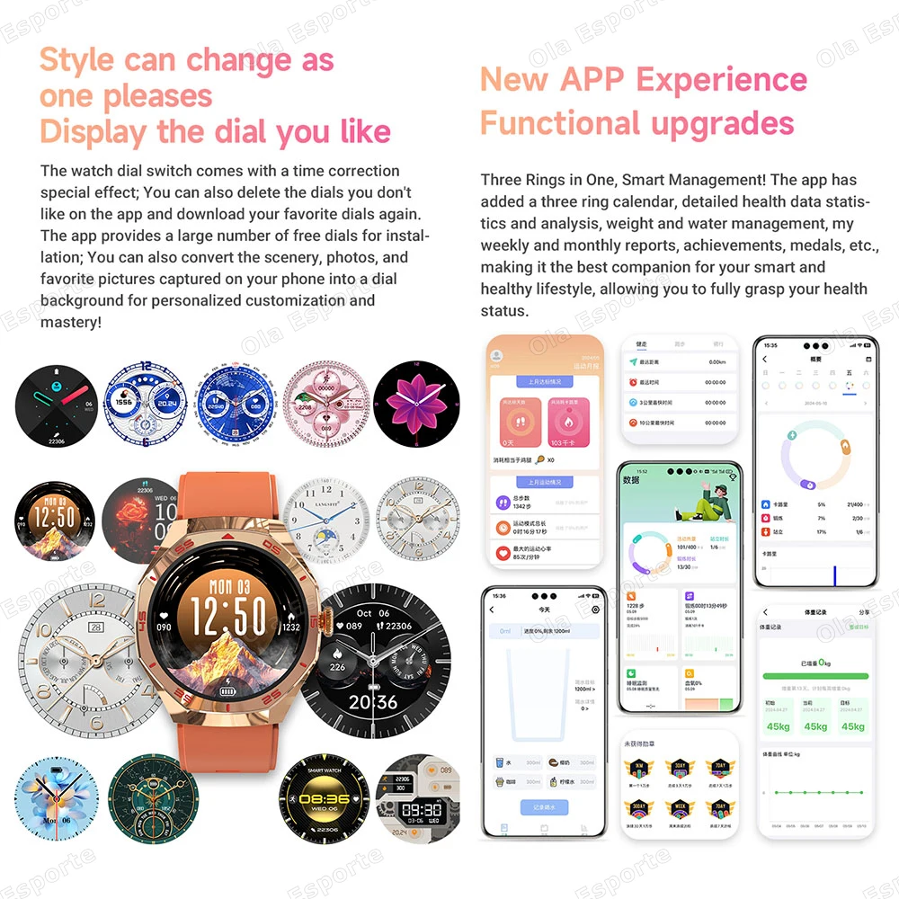 New Smartwatch 1.46" AMOLED Screen GPS Track Smart Watch Waterproof Bluetooth Call Health Monitor Sports Men Women Holiday Gifts