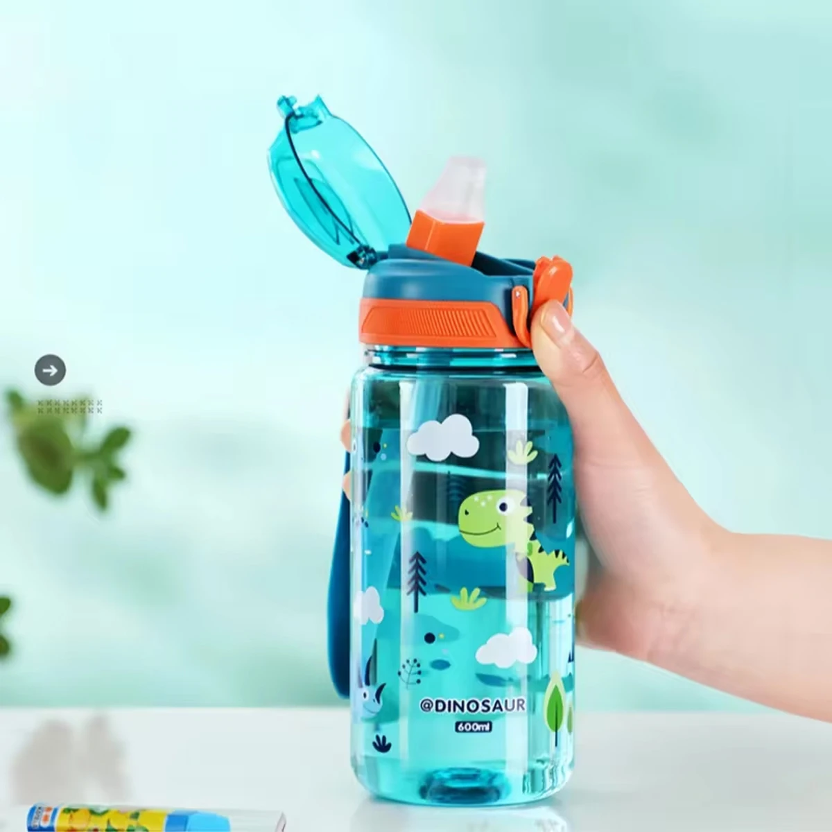 Dinosaur 600ml Water Bottle Plastic Bottles For Kids Water Cup