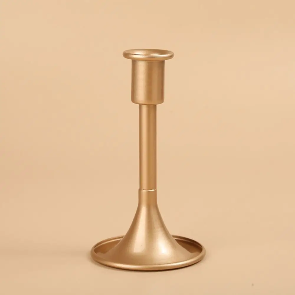 Simple Retro Gold Taper Candle Stick Iron Handhold Taper Candle Stand Delicate Sturdy Vintage Candlestick Holder Home Ambiance