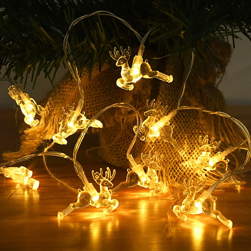 

1.5M 10LED Christmas Elk Lights String Christmas Tree Decoration Bell Lights Garland For Home Xmas Ornaments Lamp New Year Gifts