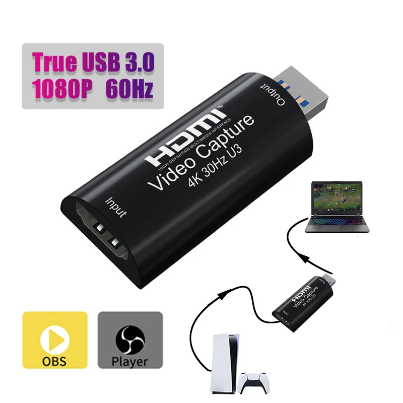 UGREEN Carte Acquisition Vidéo HDMI 4K 60Hz Entrée USB C 1080P 30FPS HD