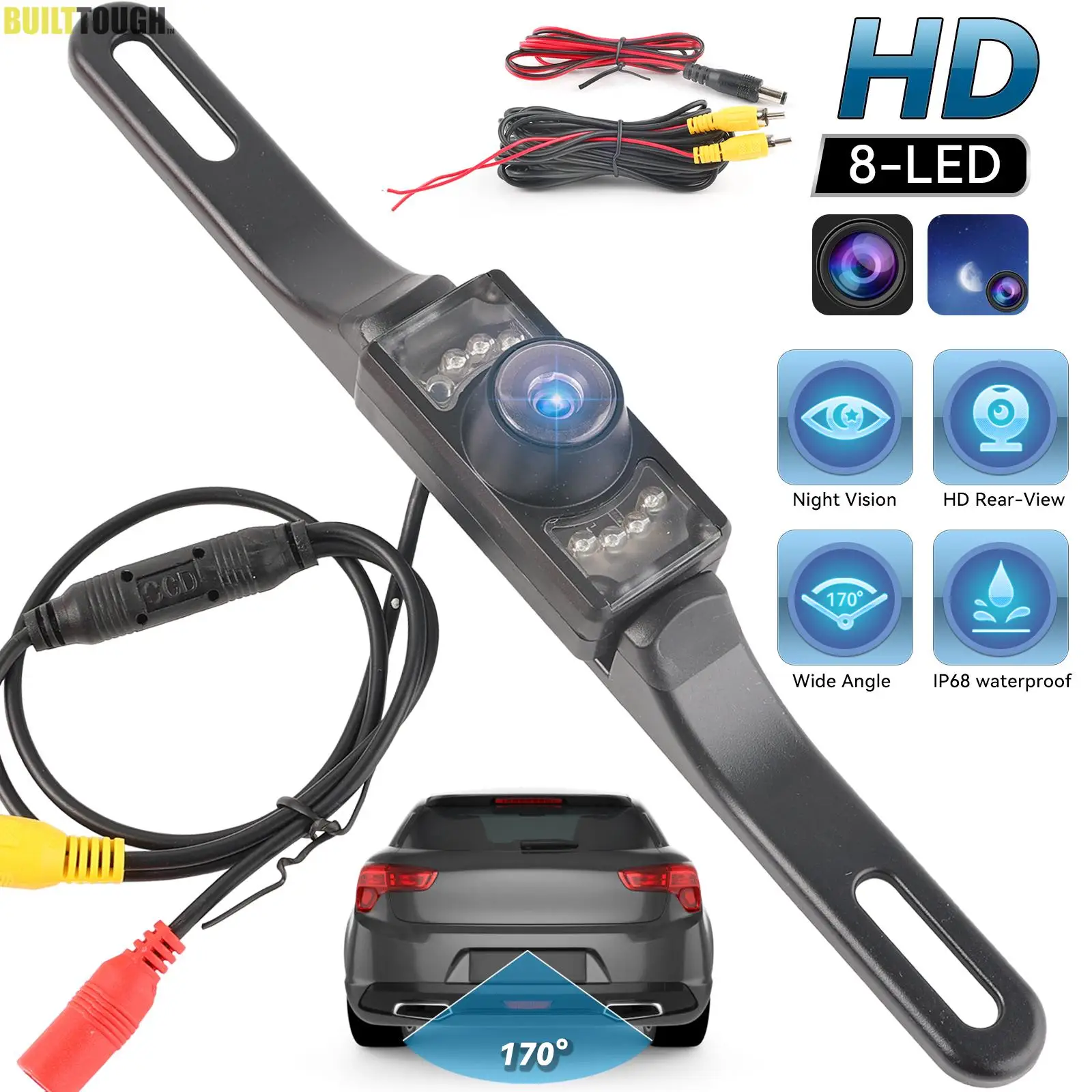 

Universal 170° Car Reverse Backup Camera License Plate Rear View Vehicle Parking Cam Night Vision Waterproof For Parking Monitor