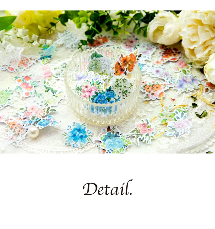 JIANQI 40 Stück Mädchen Blumen Aufkleber Dekor DIY Scrapbooking Junk Journal Collage Album Material Planer Handwerk Aufkleber Set – Detail 8