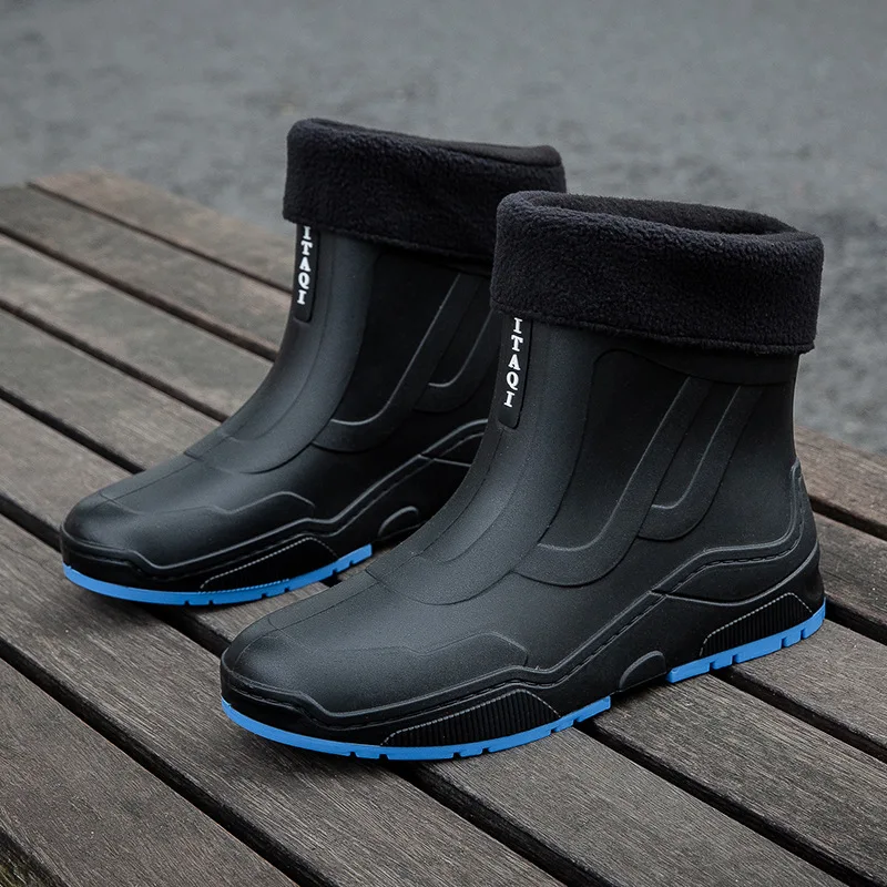 Men's Rain Boots Waterproof Shoes Fishing Husband Galoshes Man Garden Rubber Boot Indoor Kitchen Work Rain Boots Car Wash Boots