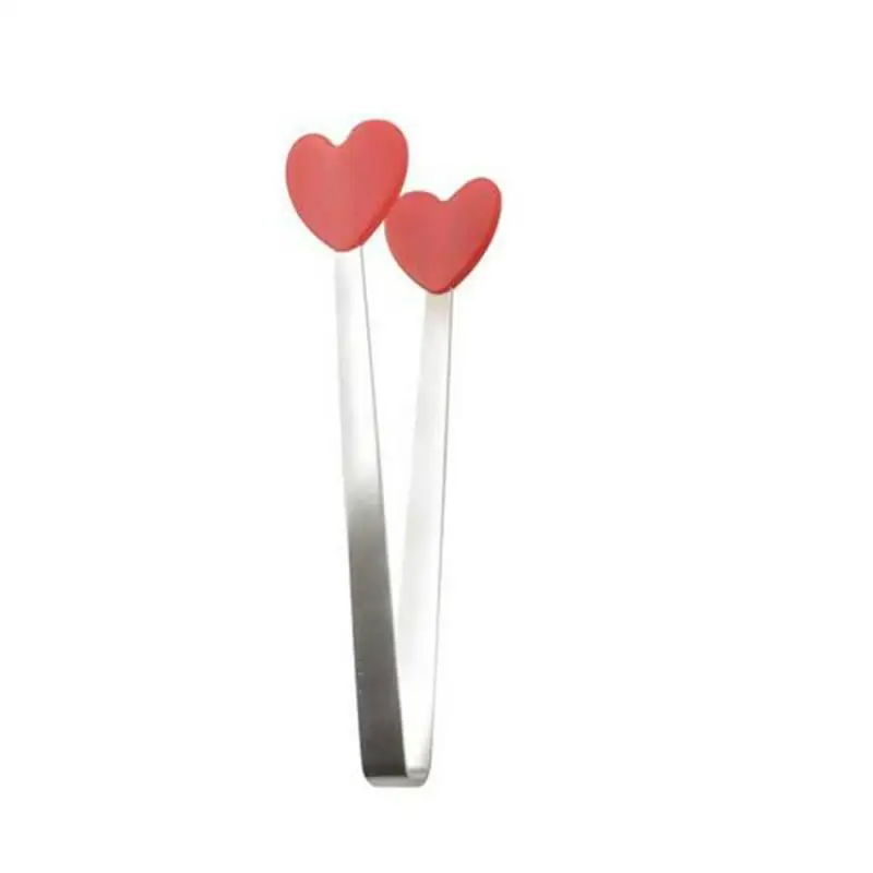 1/3pc Silicone Mini Tongs Stainless Steel Hand Shape Food Tongs Kitchen Barbecue Steak Frying Clip Barbecue Snack Ice Candy Clip food tongs