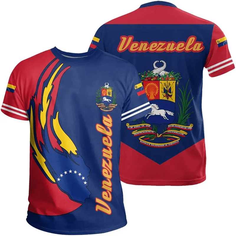

Venezuela Flag 3D Print T Shirt For Men Clothes Venezuelan National Emblem Graphic T Shirts Boy Sport T-Shirt Streetwear Kid Top