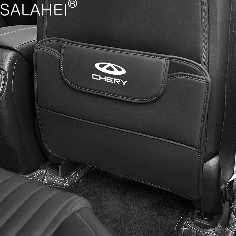 1PC Leather Car Seat Backrest Anti Kick Pad Mat Protection Cover Storage Bag For CHERY TIGGO 3 4 5 7 PRO 8 Interior Accessories