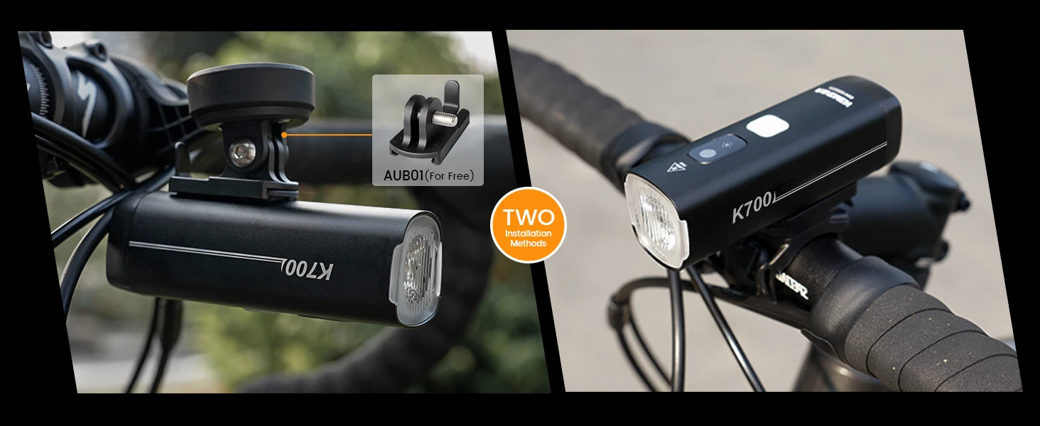 Ravemen LED Bike Front Light Bicycle Headlight Rechargeable K700+AUB01 Mount Auto On-off Smart Daytime Riding Mode Waterproof