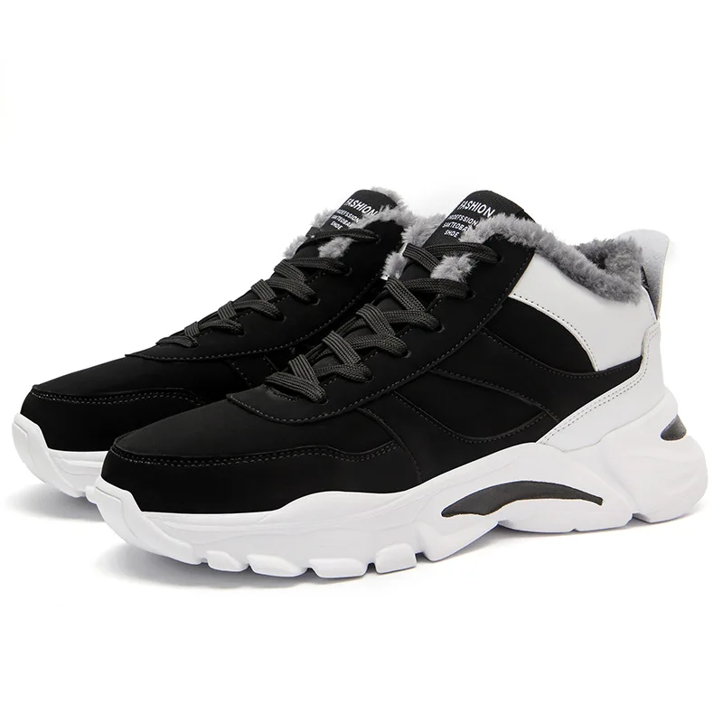 

2022 Winter New Casual Sports Shoes Men's Warm Low-top Lace Up Sneakers Non-slip Comfortable Outdoor Cotton Shoes Size 39-45