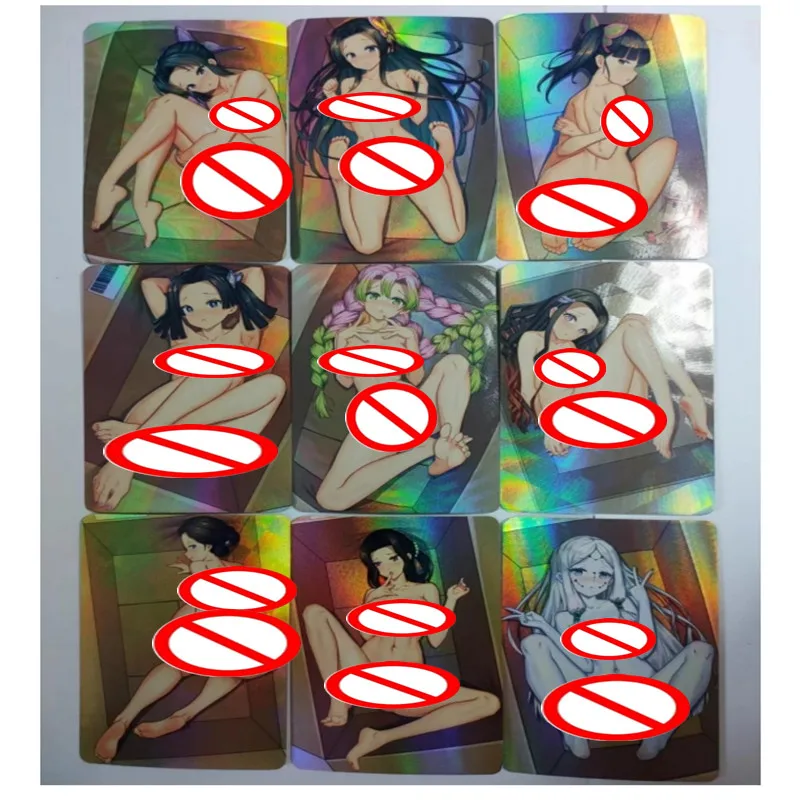 

9Pcs/set Anime Dragon Ball Naruto No. 18 Demon Slayer: Black Silk Girl Acg Sexy Nude Card DIY Toy Gift Collection Card