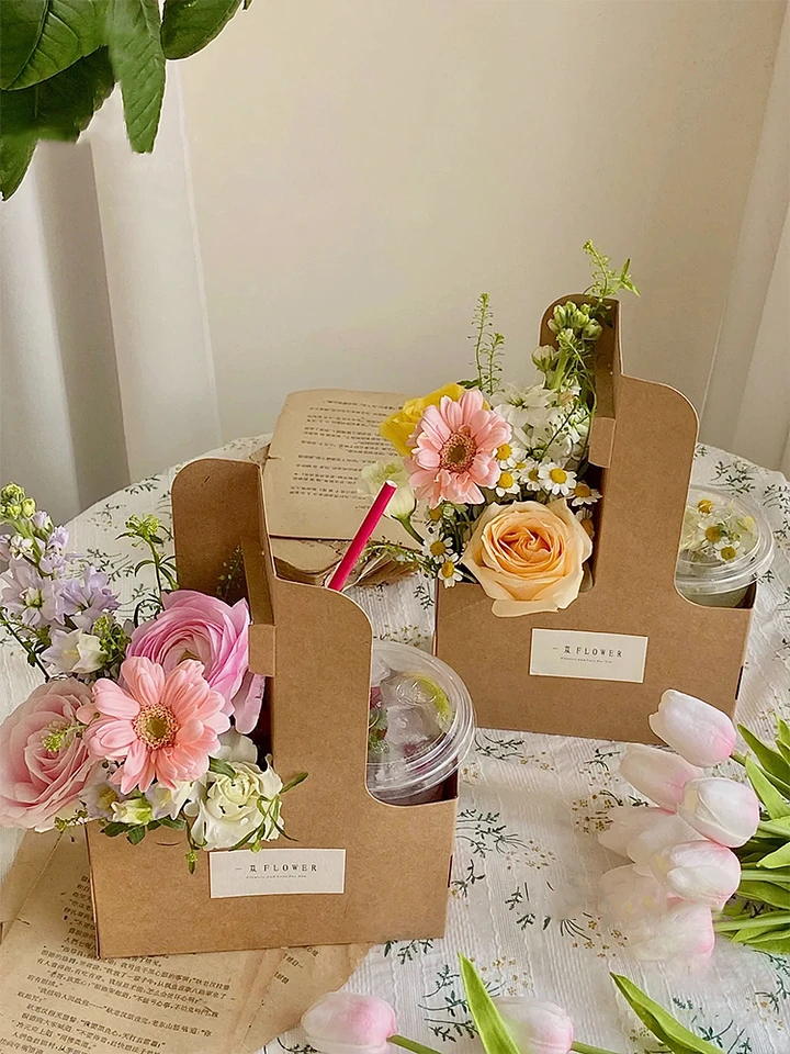 Confezione Da 5 Scatole Porta Bouquet - Fioriere In Cartone Per Matrimoni E Feste