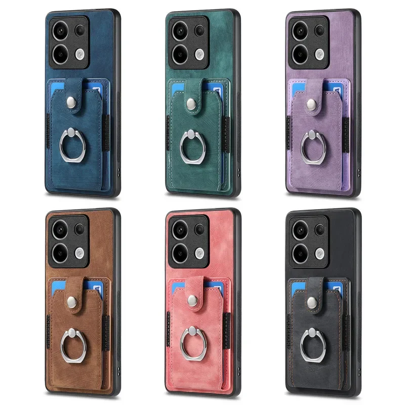 Leather Card Holder Ring Back Cover Case
