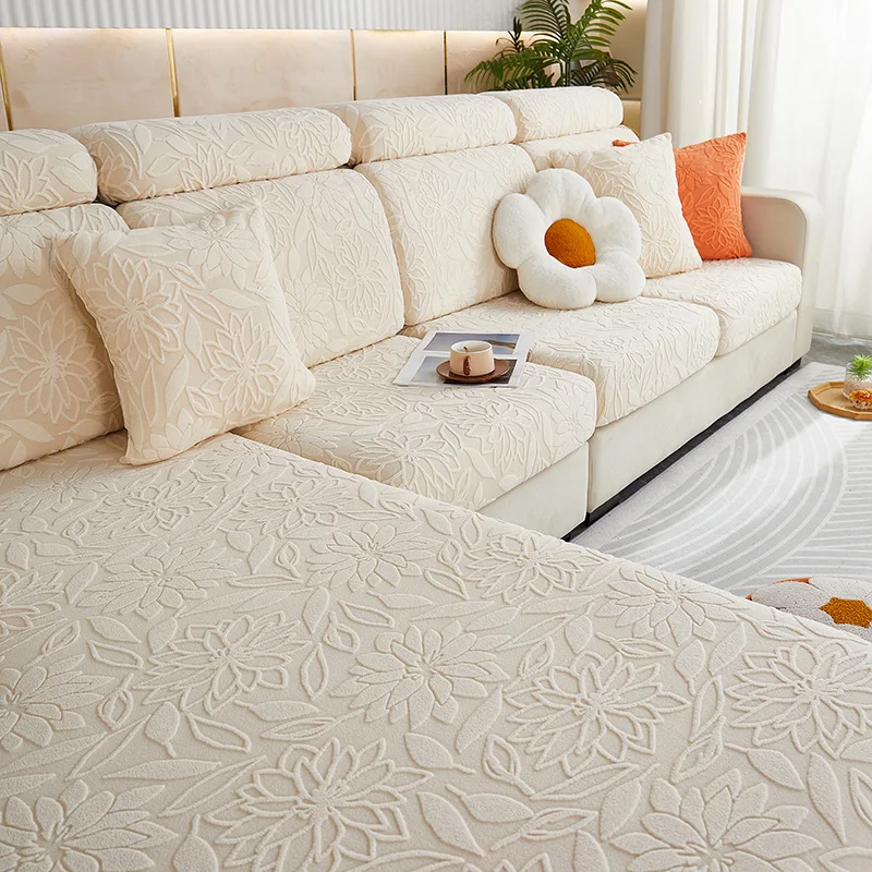 Jacquard Velvet Elastic Leather Sofa Cover Simple All-Inclusive Universal Cover Four Seasons Universal Lazy Anti Cat Scratch 5