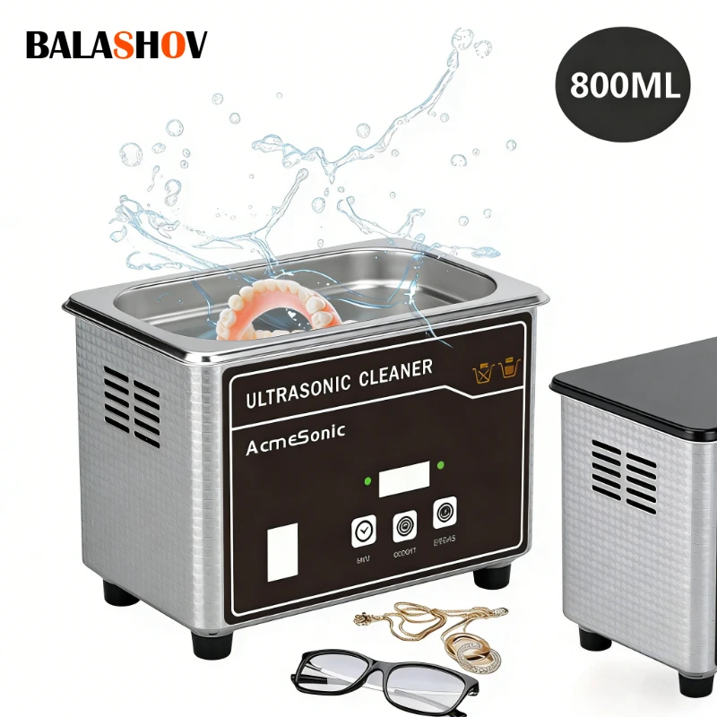 US 110V Portable Ultrasonic Cleaner, Stainless Steel Sonic Cleaning Machine for Jewelry, Eyeglasses, Dentures, Watches & Small Parts 2