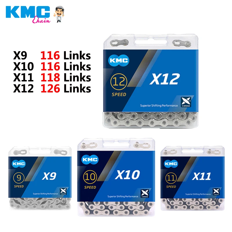 Цепь для горного велосипеда KMC X9 X10 X11 X12 116/118/126 звеньев с волшебной пряжкой цепи 9 в
