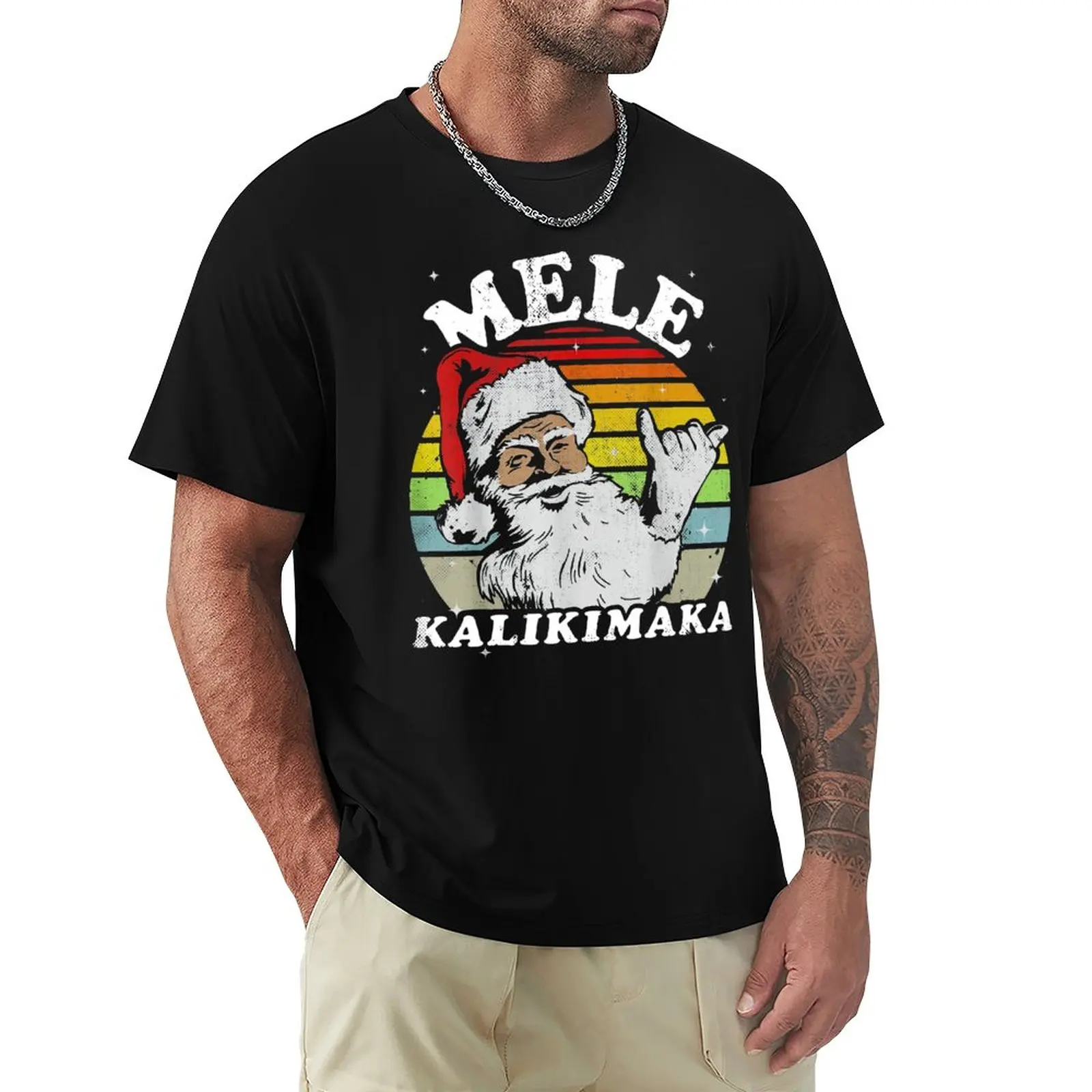 Christmas Mele Kalikimaka Santa Shaka Hawaii T-Shirt T-shirt short quick drying t-shirt korean fashion mens vintage t shirts collared falconet caricature t shirt anime quick drying korean fashion funnys heavyweight t shirts for men