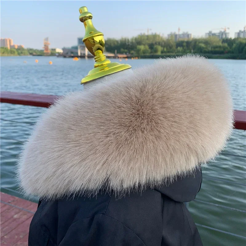New Faux Fox Fur Collar Winter Women Fake Fur Scarf Shawls for Coat Warmer Decor Furry Hood Trims Parkas Jacket Fur Scarves