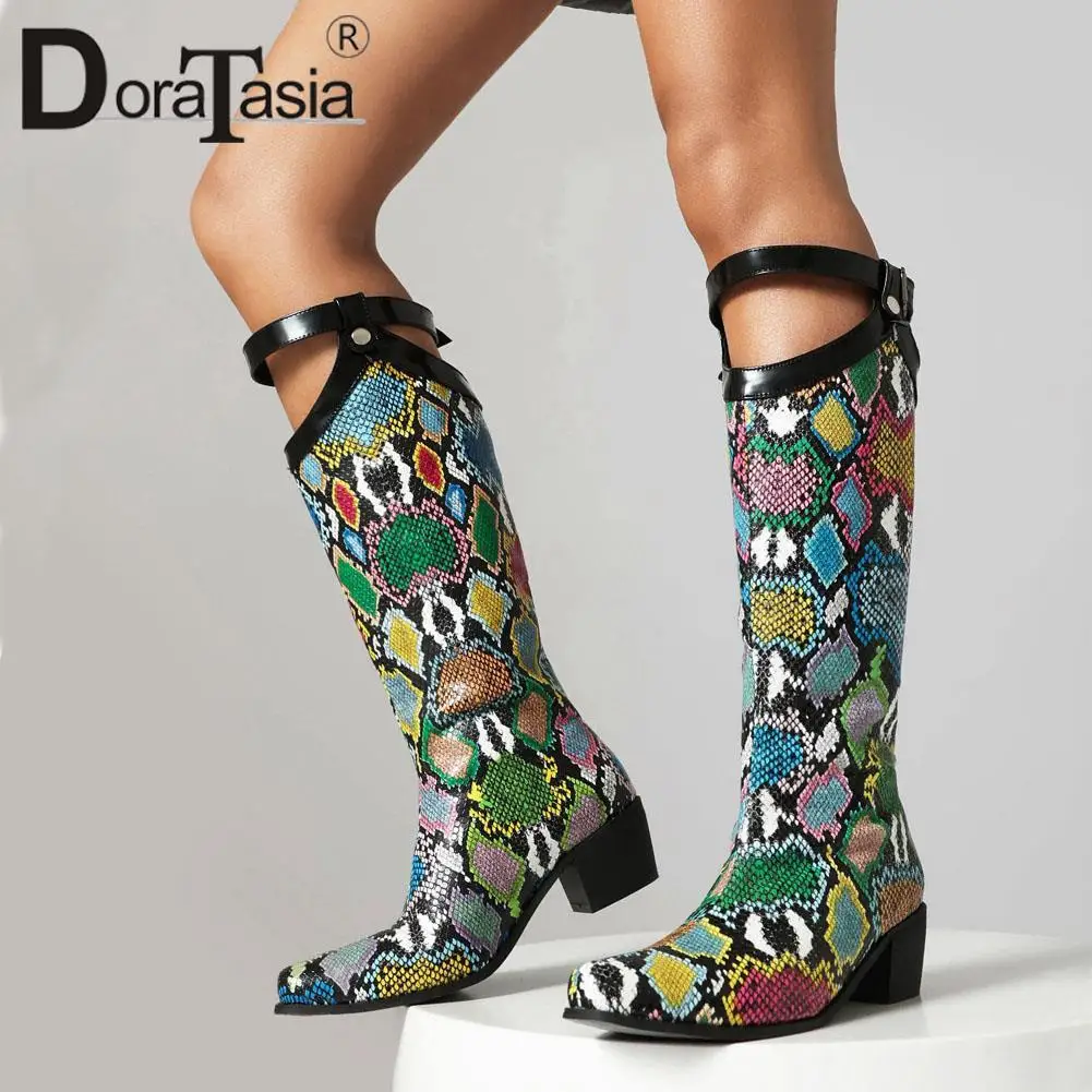 

Brand Design Female Chunky Heels Western Boots Fashion Mixed Colors women's Cowboy Cowgirl Boots Autumn Winter Shoes Woman