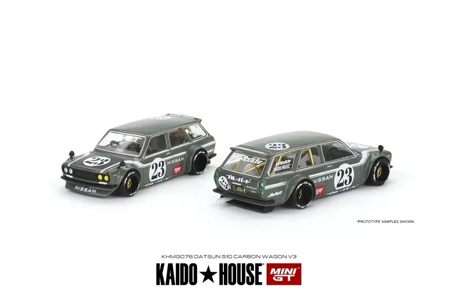 

Kaido House + MINIGT Datsun KAIDO 510 Wagon CARBON FIBER V3 KHMG076 Diecast Automotive Model Ornaments Cas Toys Gift Decorations