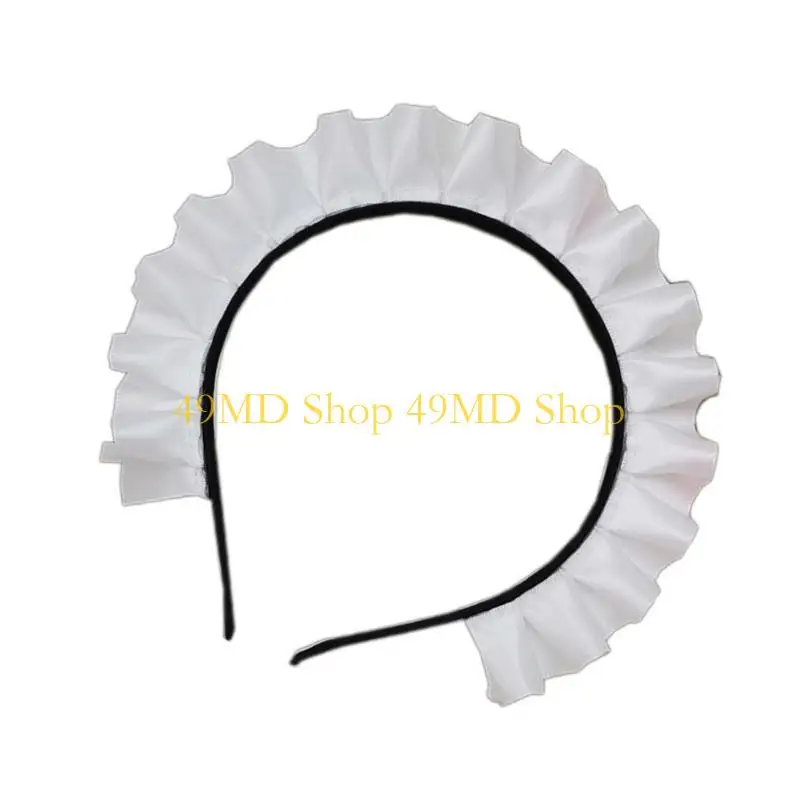 49md Cosplay Maid Hair Hoop Frauen elegante Falten -Spitzen -Make -up -Stirnbänder für Mädchen Bühnen Halloween -Auftritte – Detail 1