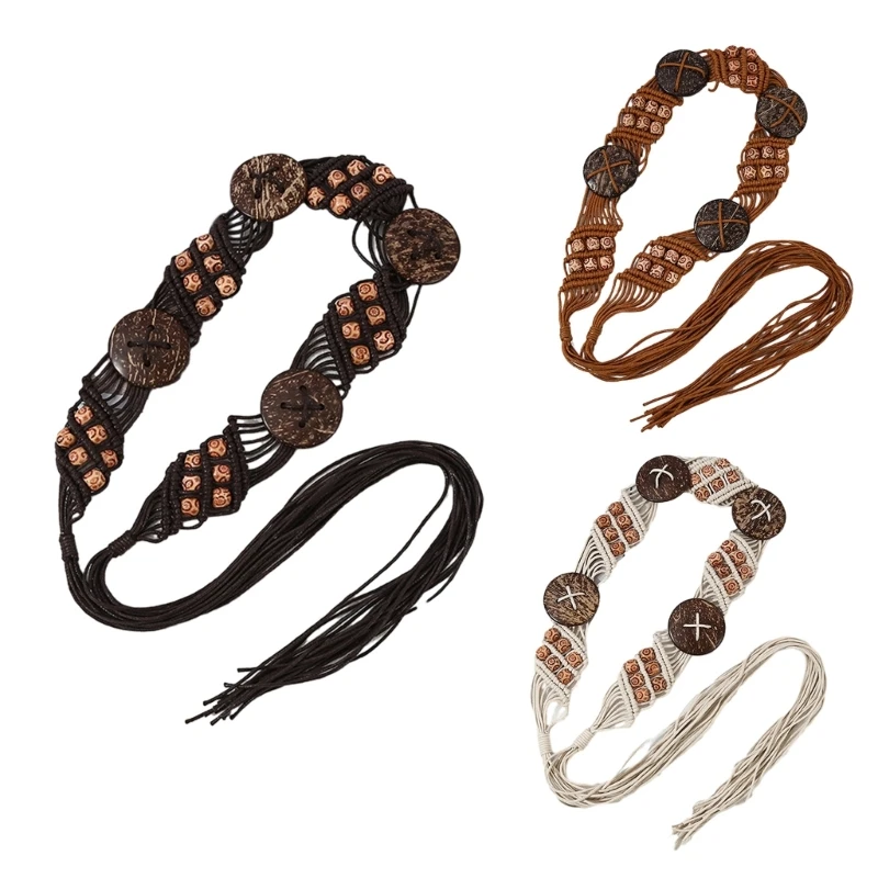 

Maillard Rope Belt Aesthetic Adult Bohemia Tassels Waistband Waist Decor Teens Girl Travel Clothing Accessories