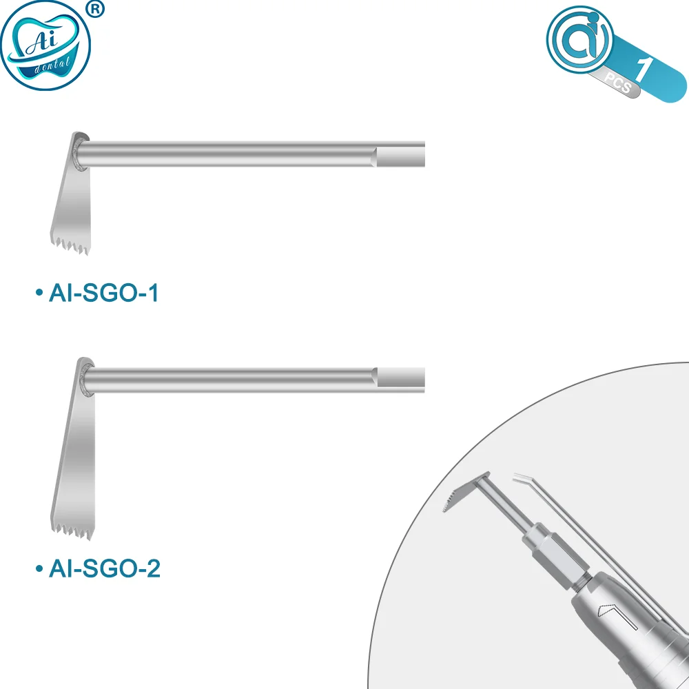 AI-SGO-1-2-SET Dental-T-Typ-Sägeblätter 10,5 mm/15,5 mm, nur für 17 Grad oszillierendes Knochenschneideimplantat-Handstück, 2 Stück/Set