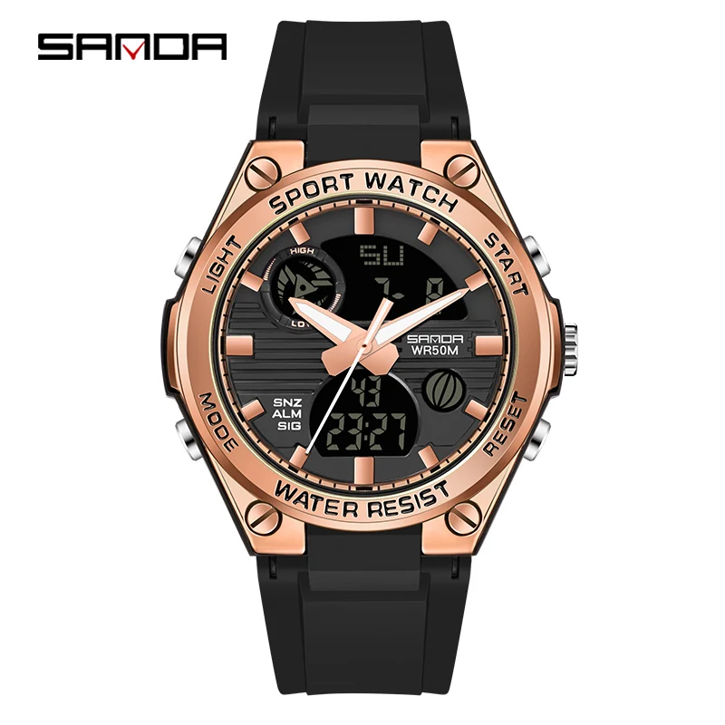 Sanda 6067 new ZB personalized electronic watch outdoor sports waterproof luminous watch multi-function male and female students 
