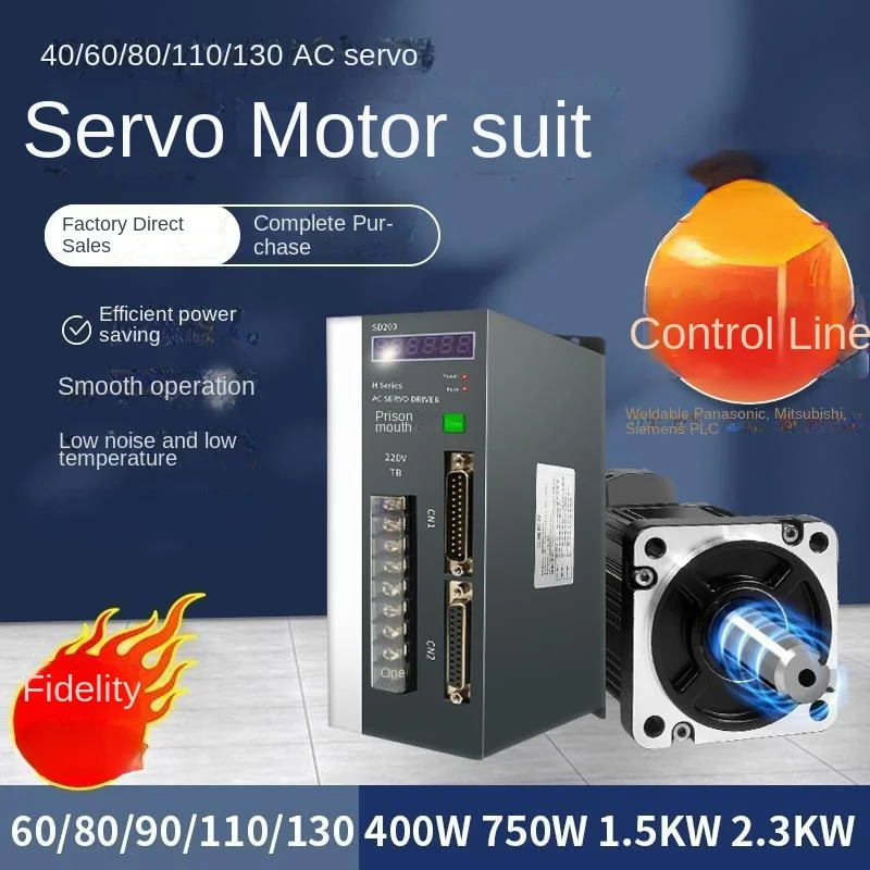 

60/80/110/130 Single/Three-Phase 220V AC Servo Motor Set Driver/Controller