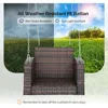 2.2 FT 1-Person Use Rattan Porch Swing Outdoor Support 440 LBS with Cushions & Adjustable Chains, Patio Wicker Swing Bench Chair 5